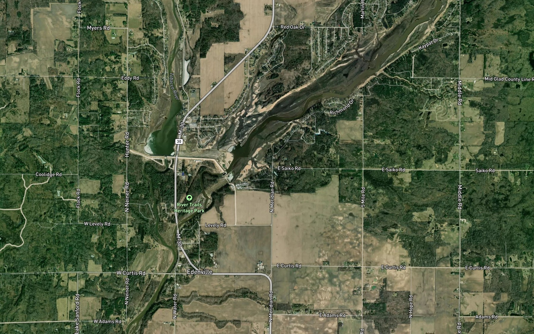 Satellite map of the Hess Drain