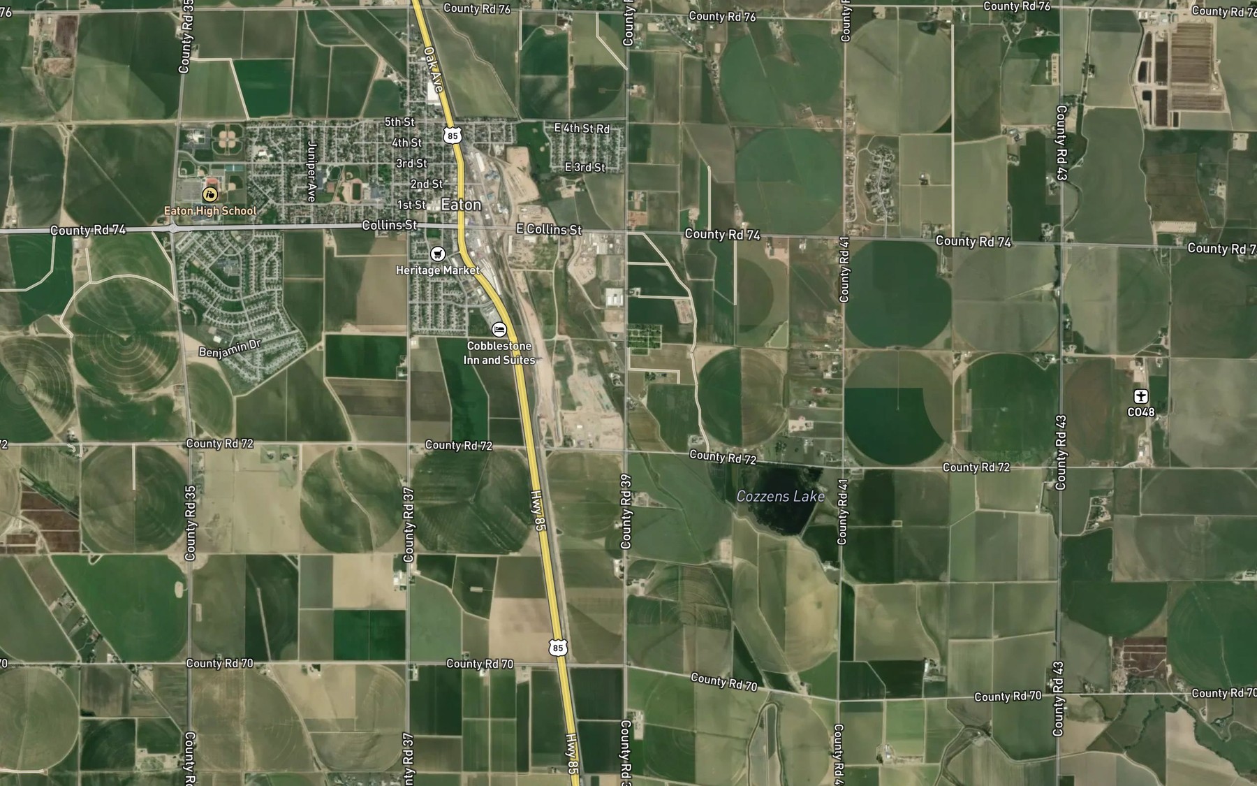 Satellite map of the Eaton and McClellan Ditch