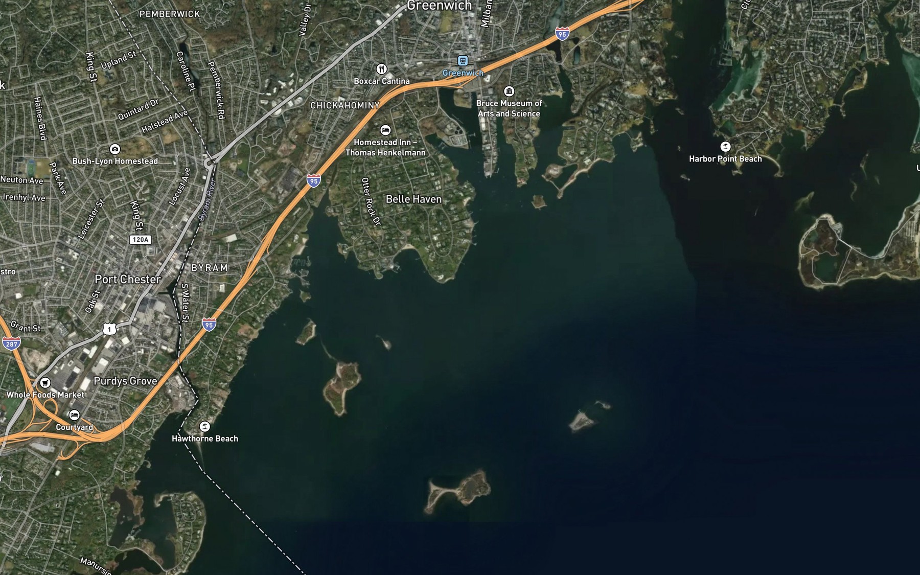 Satellite map of the Captain Harbor