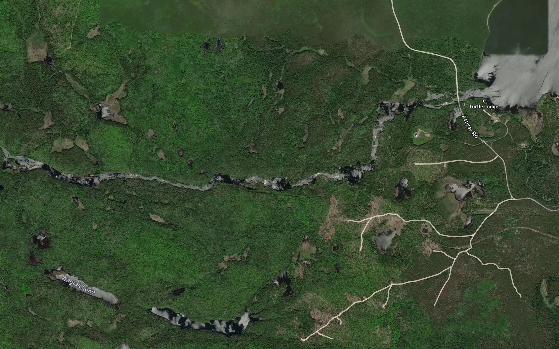 Satellite map of the Eustache Creek