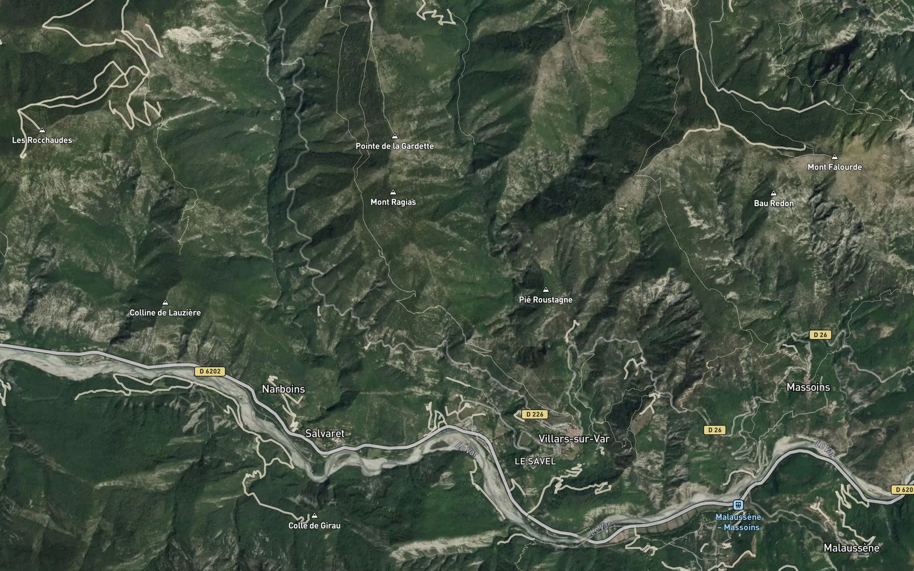 Satellite map of the Ruisseau de Ripert