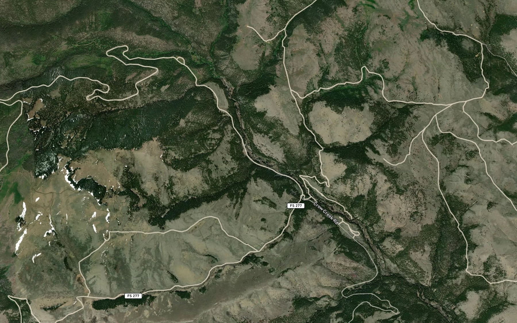 Satellite map of the Muddy Lake Creek