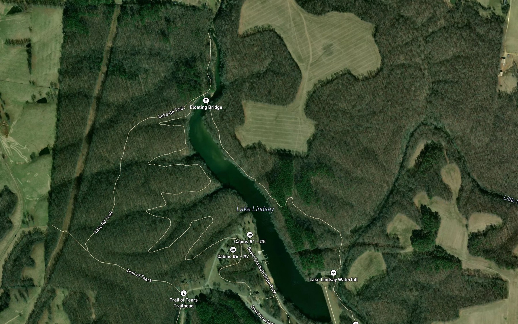 Satellite map of the David Crockett Lake