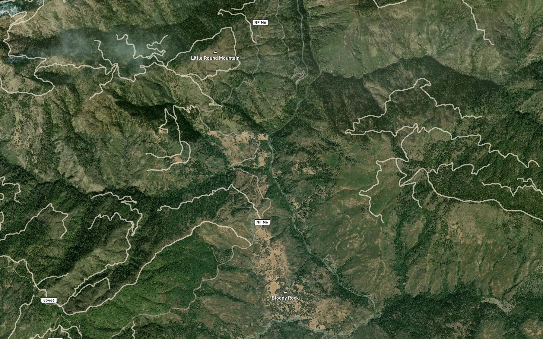 Satellite map of the Rattlesnake Creek