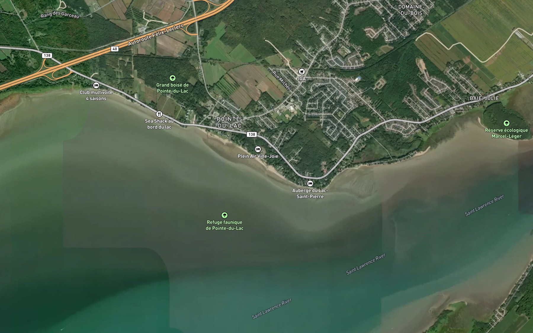 Satellite map of the Riviere aux Sables