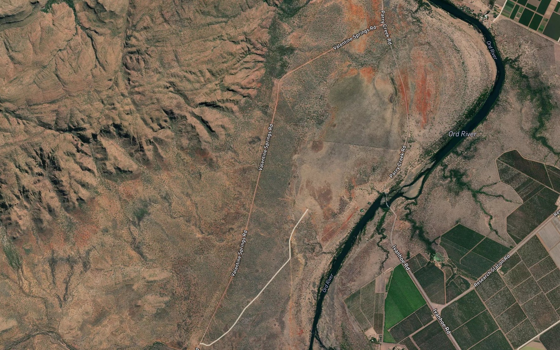 Satellite map of the Valentine Creek