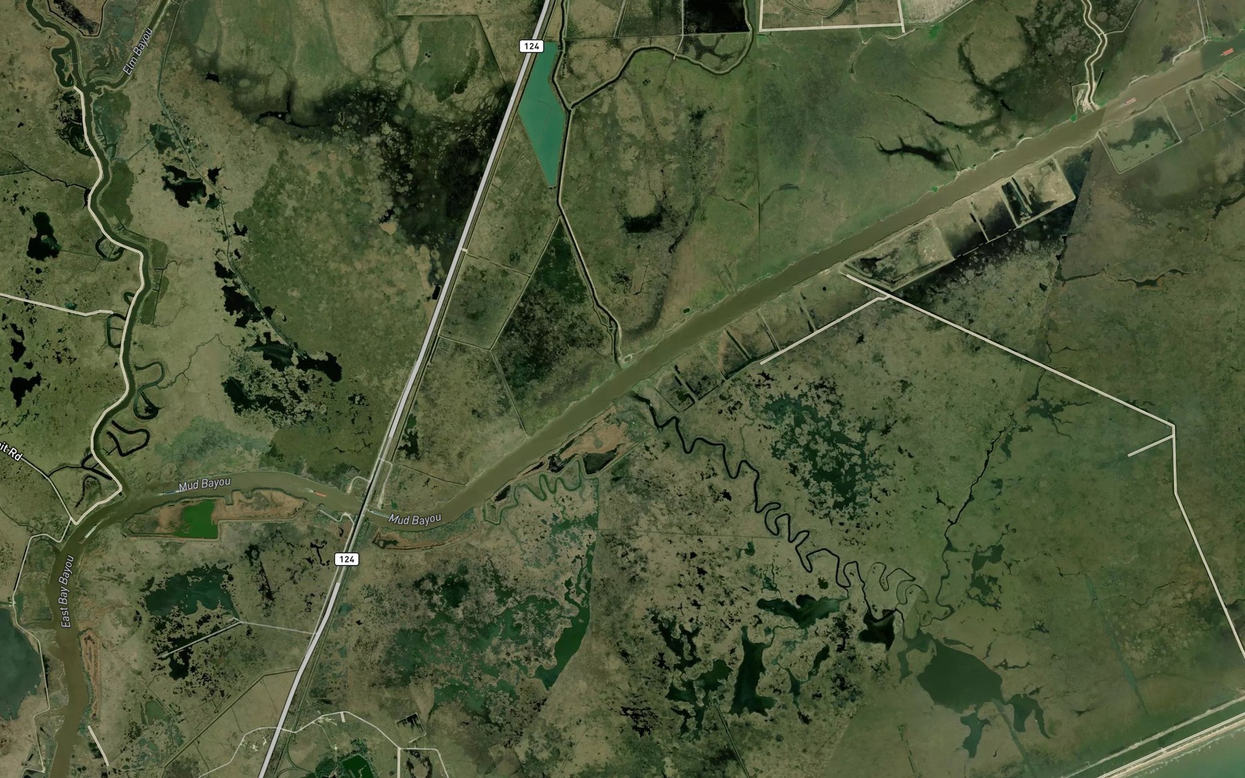 Satellite map of the North Prong Mud Bayou