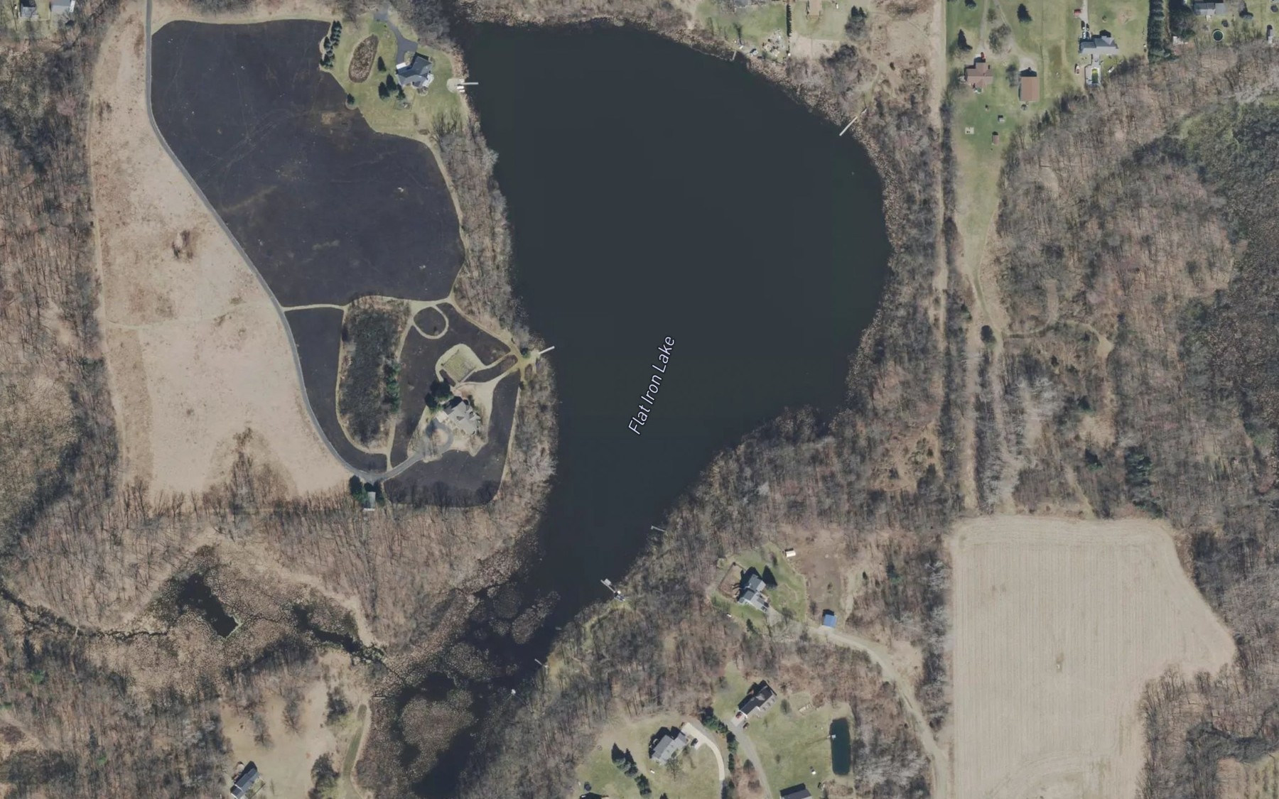Satellite map of the Flat Iron Lake