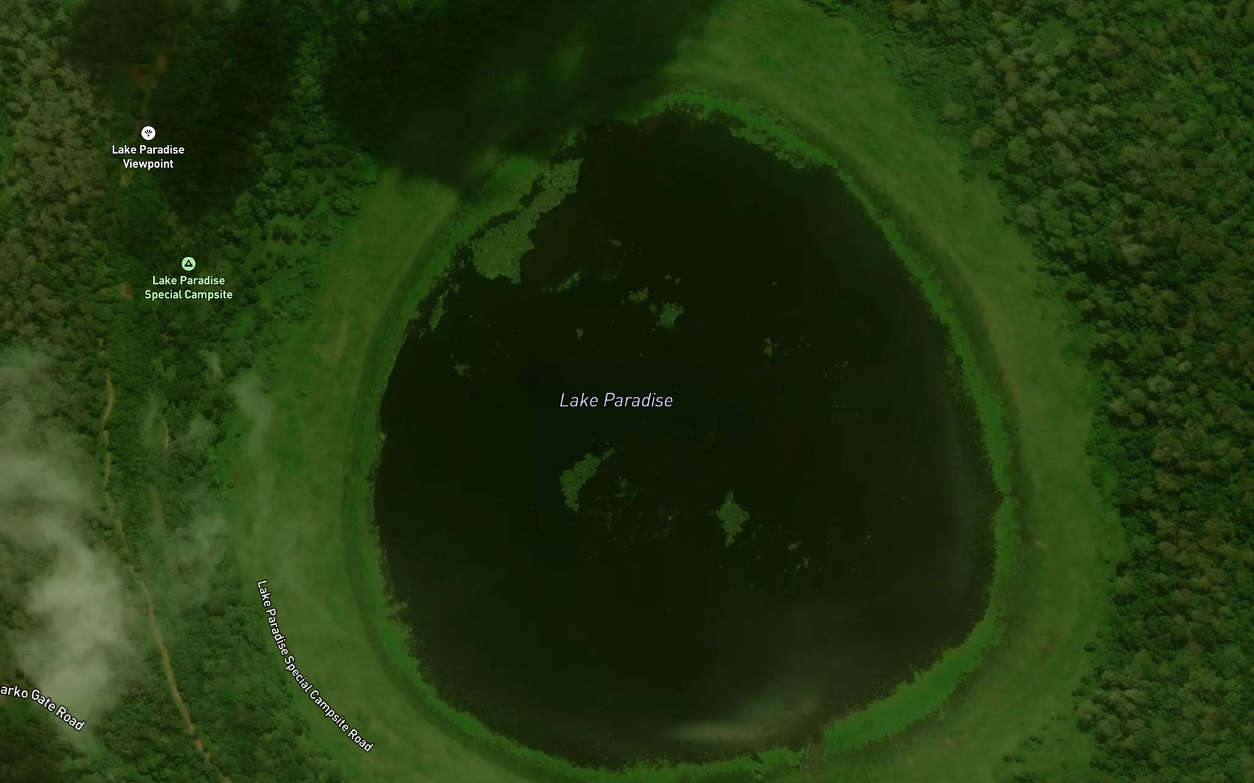 Satellite map of the Lake Paradise