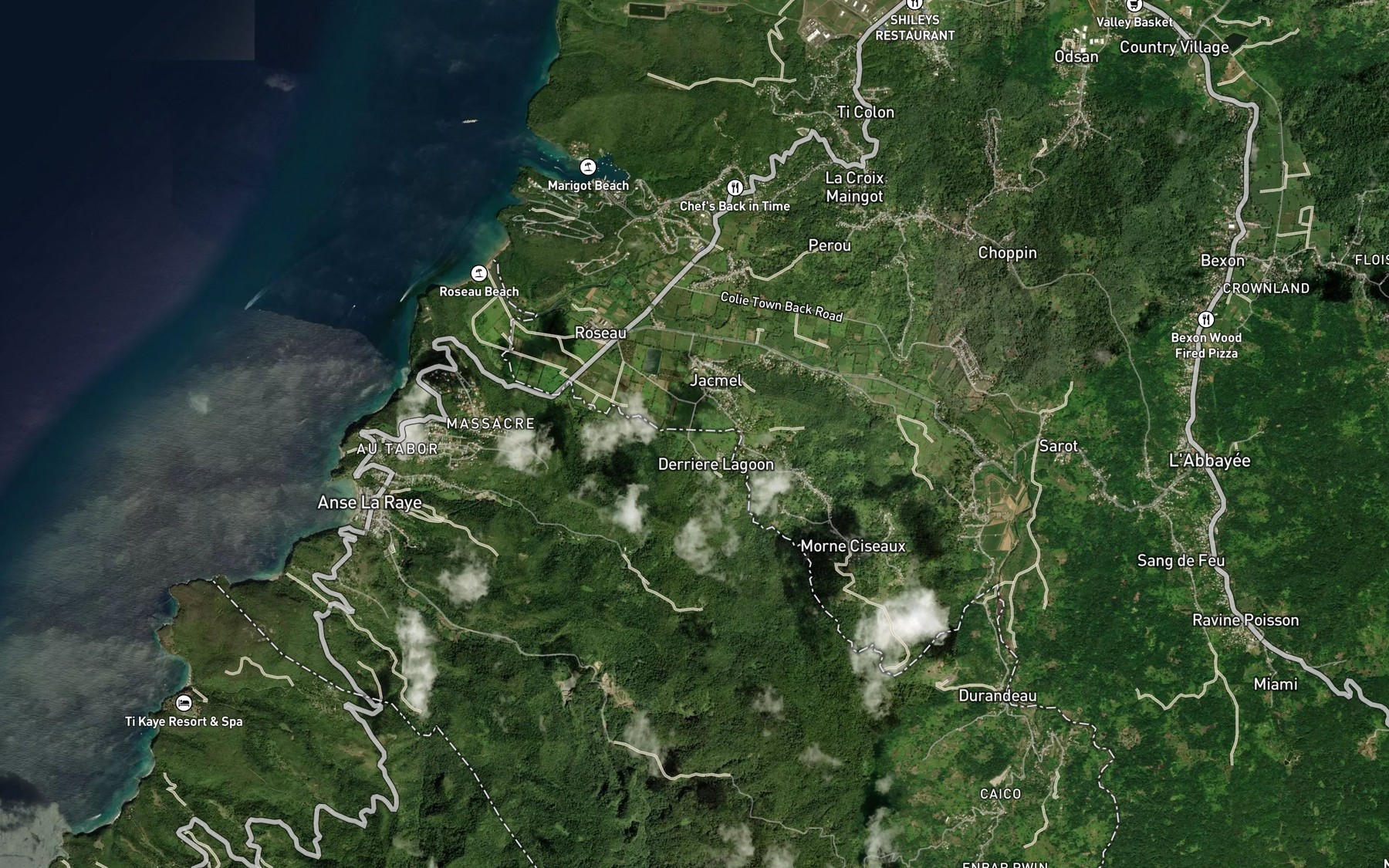 Satellite map of the Bois d'Inde Ravine