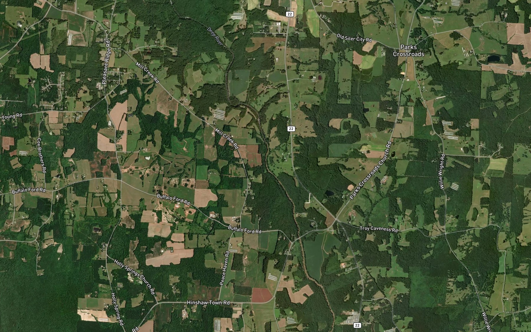 Satellite map of the Mill Creek