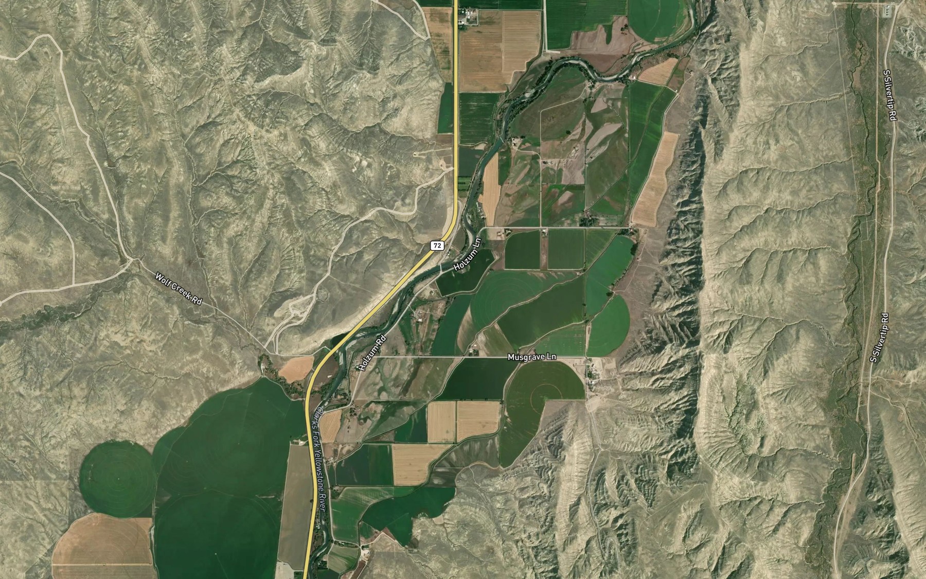 Satellite map of the Silver Tip Ditch
