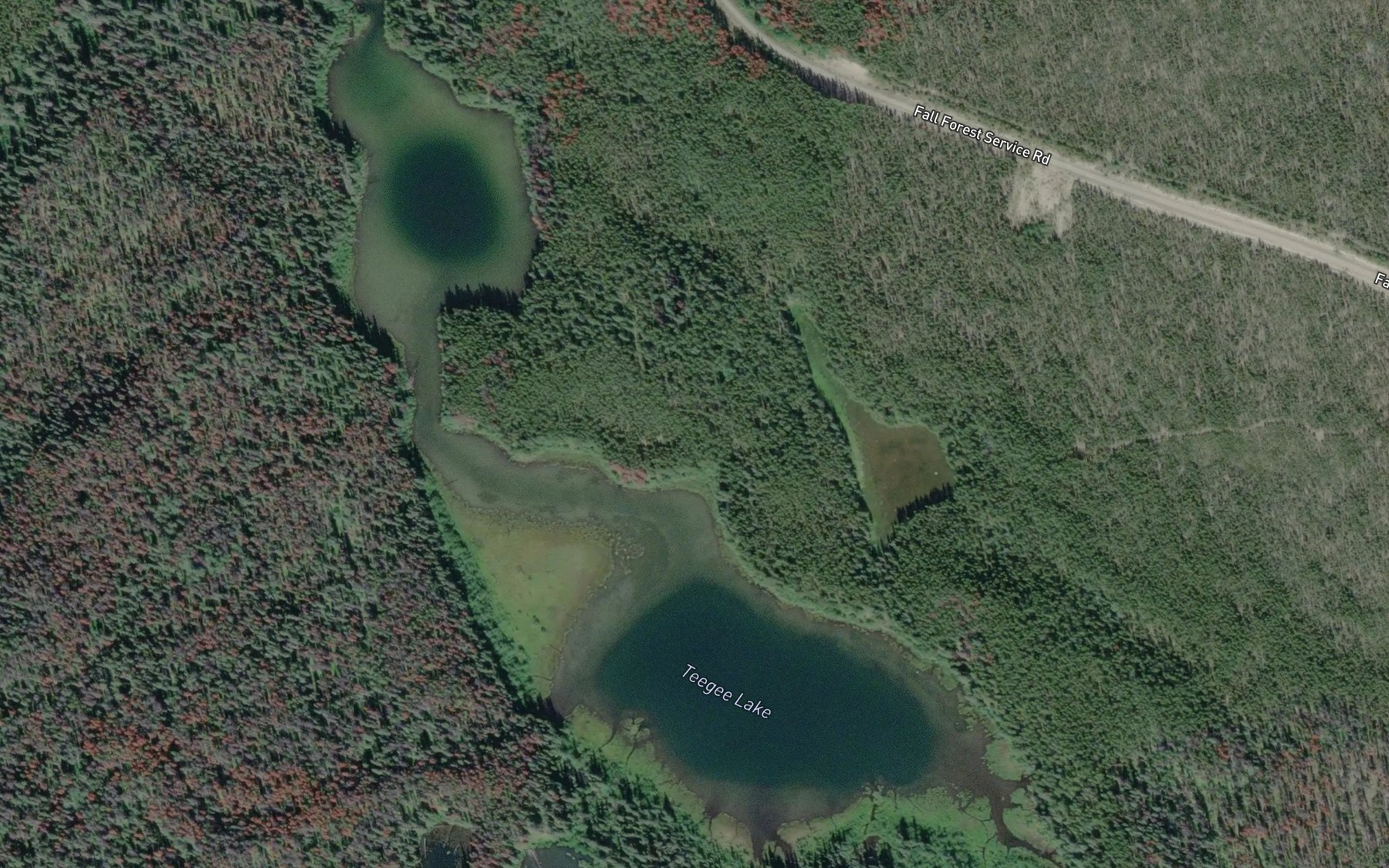 Satellite map of the Teegee Lake
