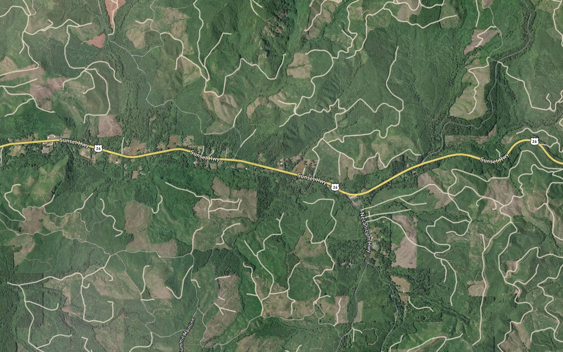 Satellite map of the Charlie Creek