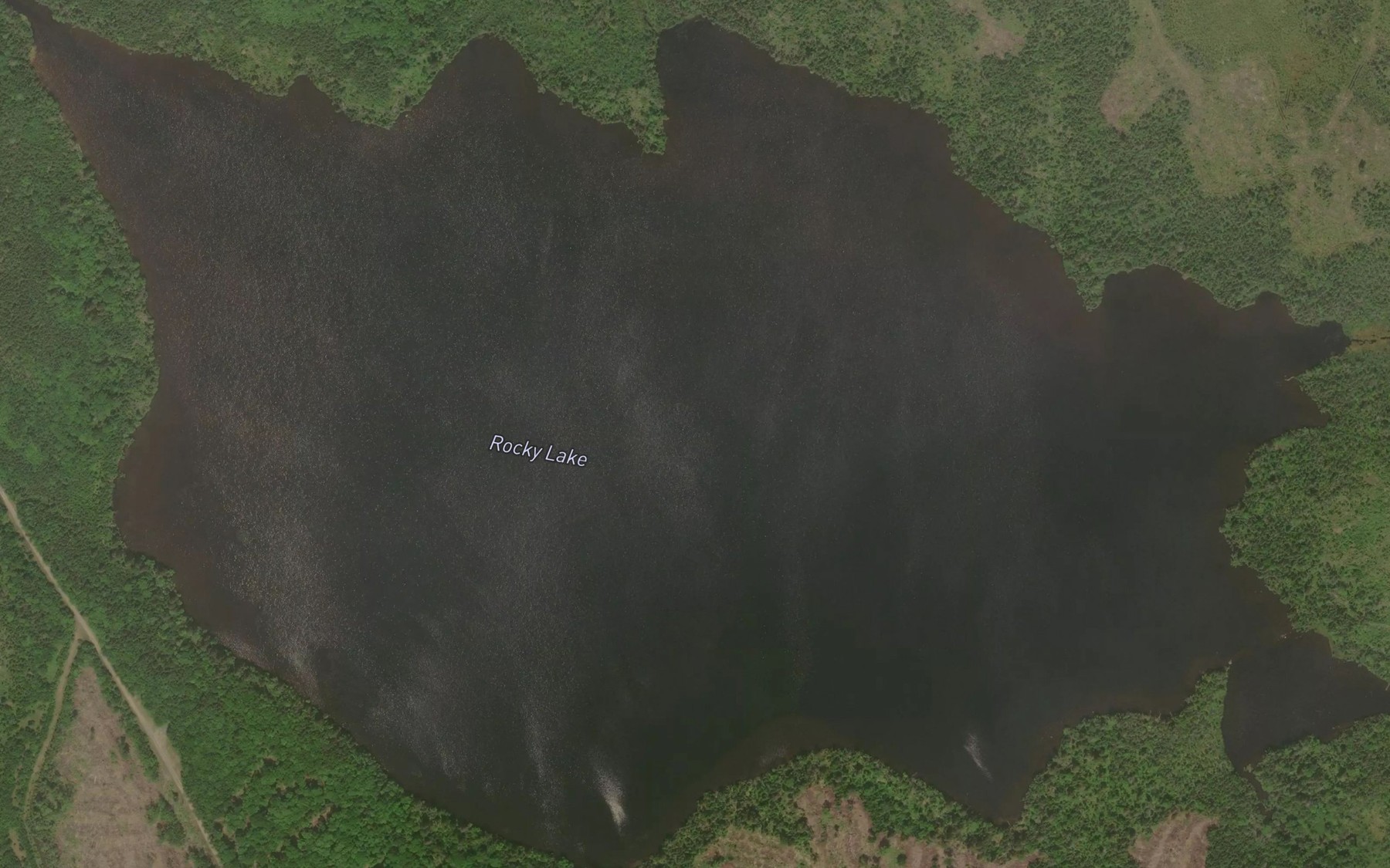 Satellite map of the Rocky Lake