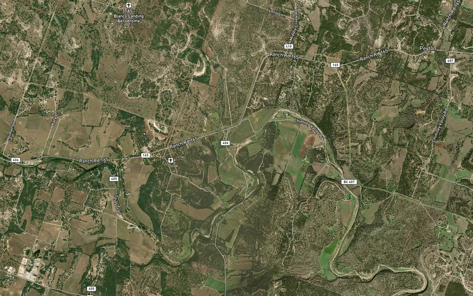 Satellite map of the Rogers Branch