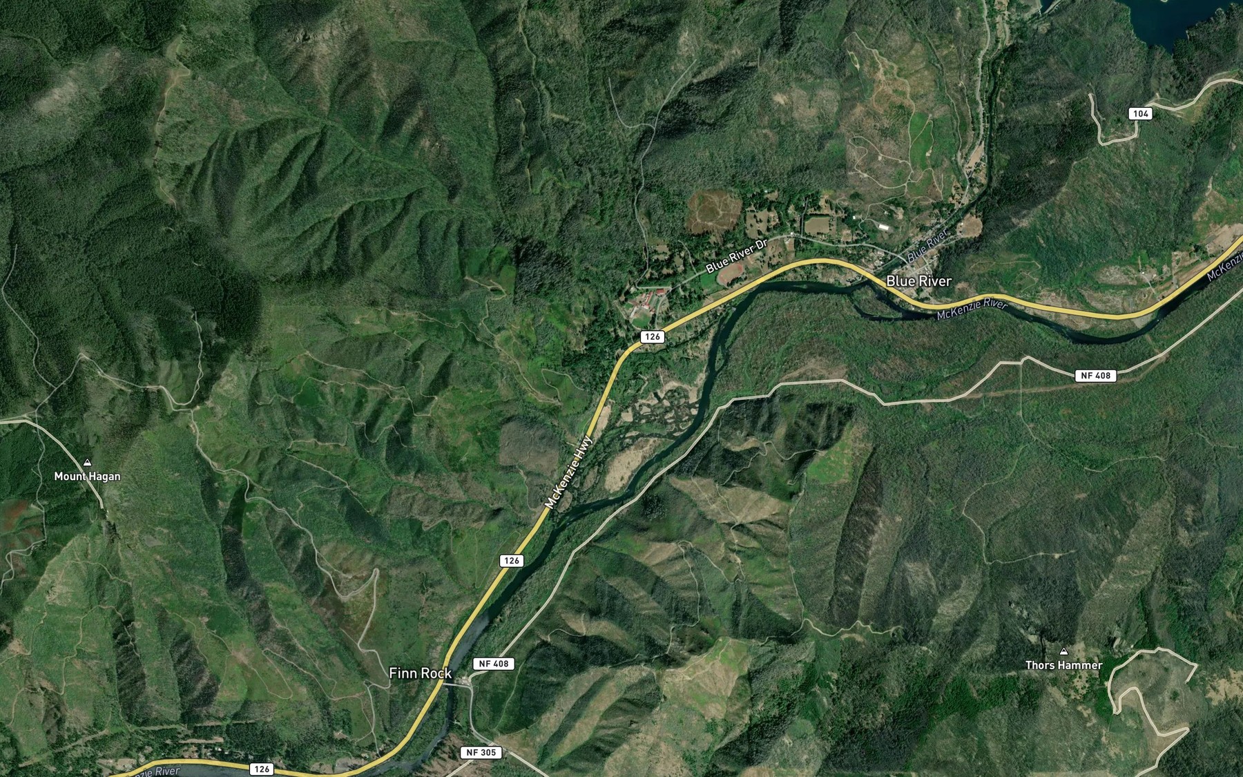 Satellite map of the Clapper Creek