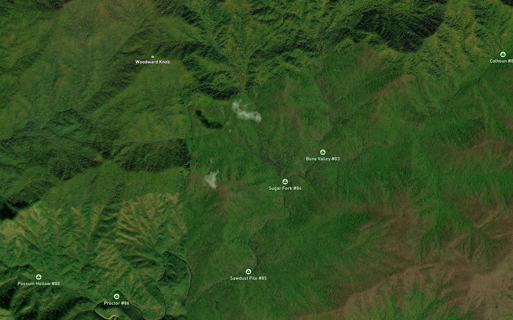 Satellite map of the Sugar Fork