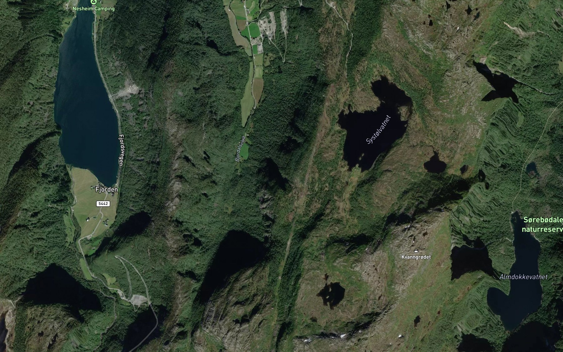 Satellite map of the Gjelranfossen