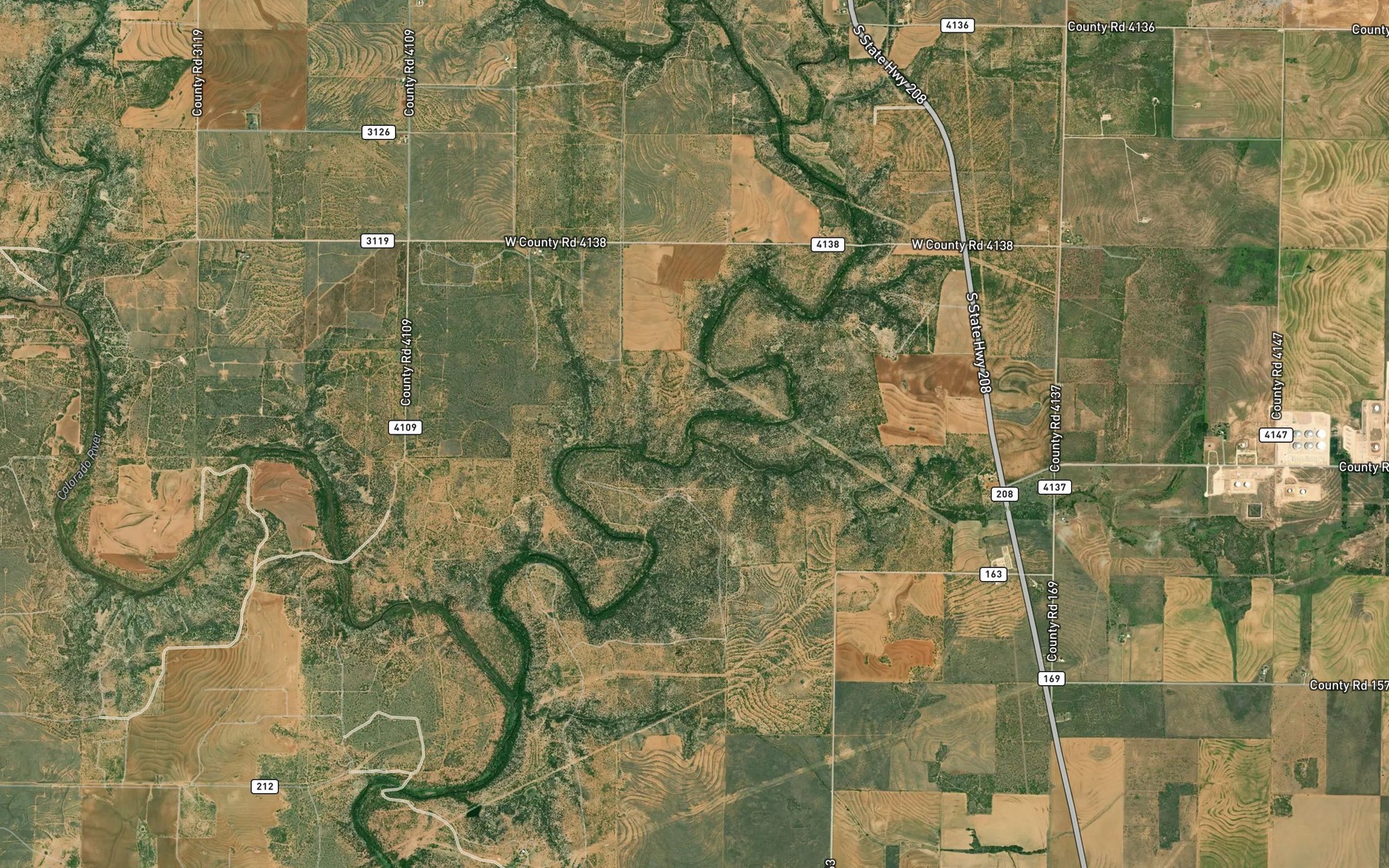 Satellite map of the Little Sulphur Creek