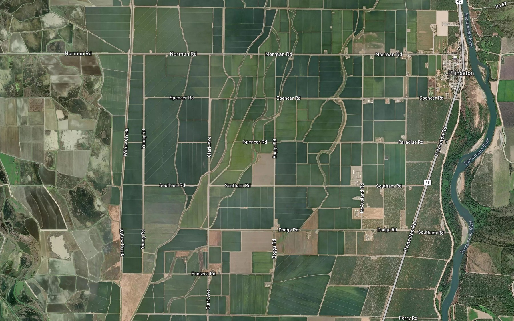 Satellite map of the Onemile Creek