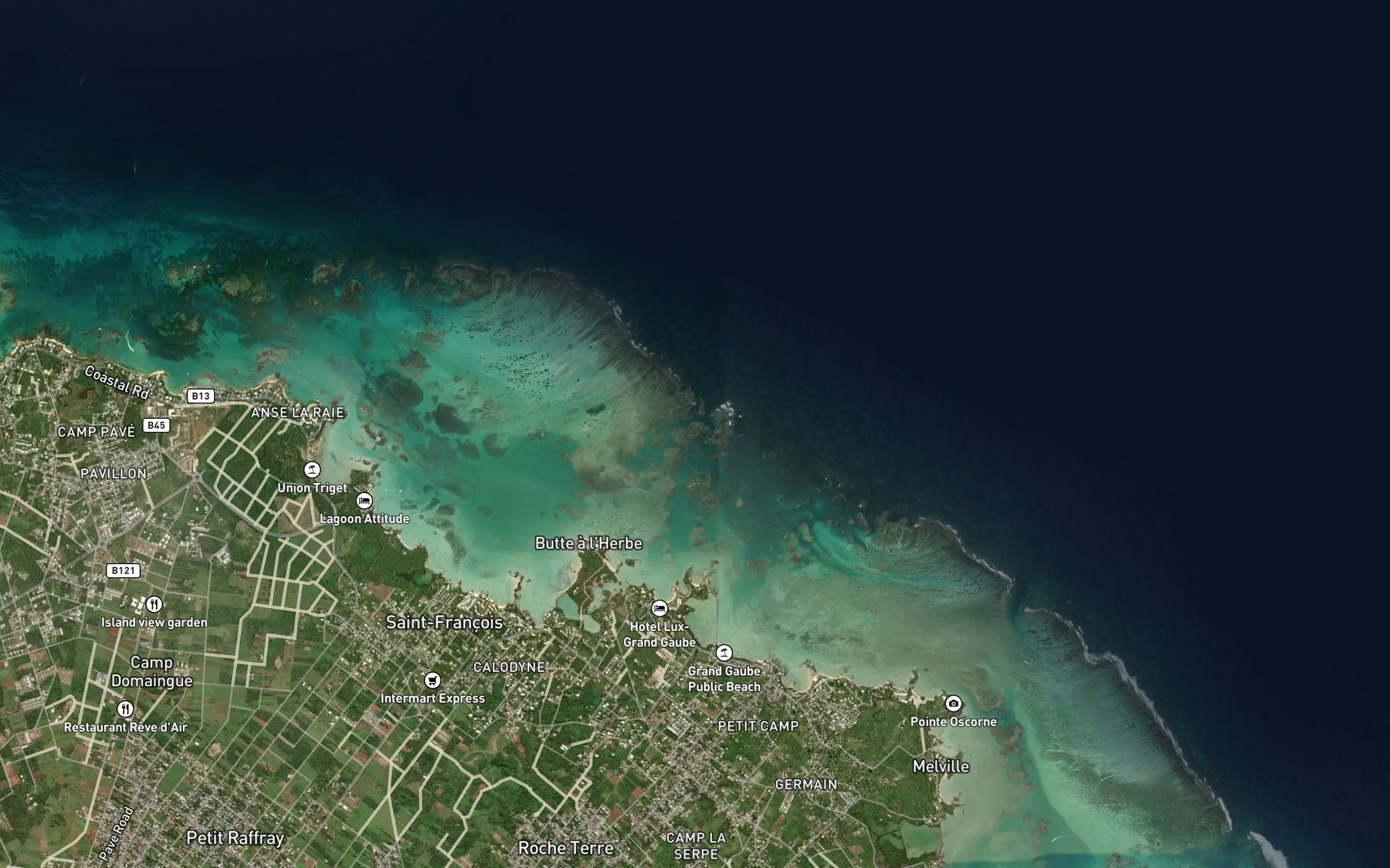 Satellite map of the Passe Vacaos
