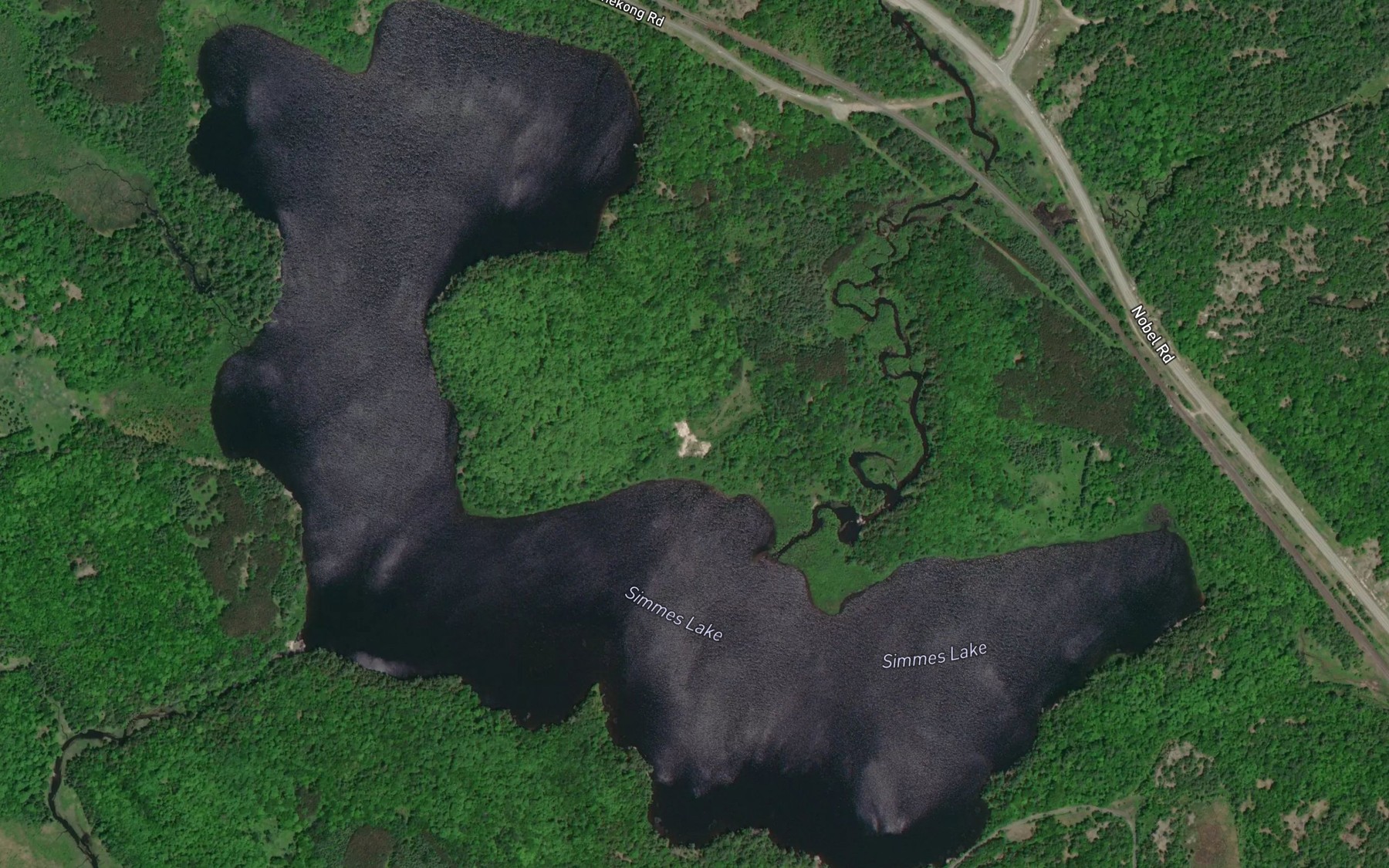 Satellite map of the Simmes Lake