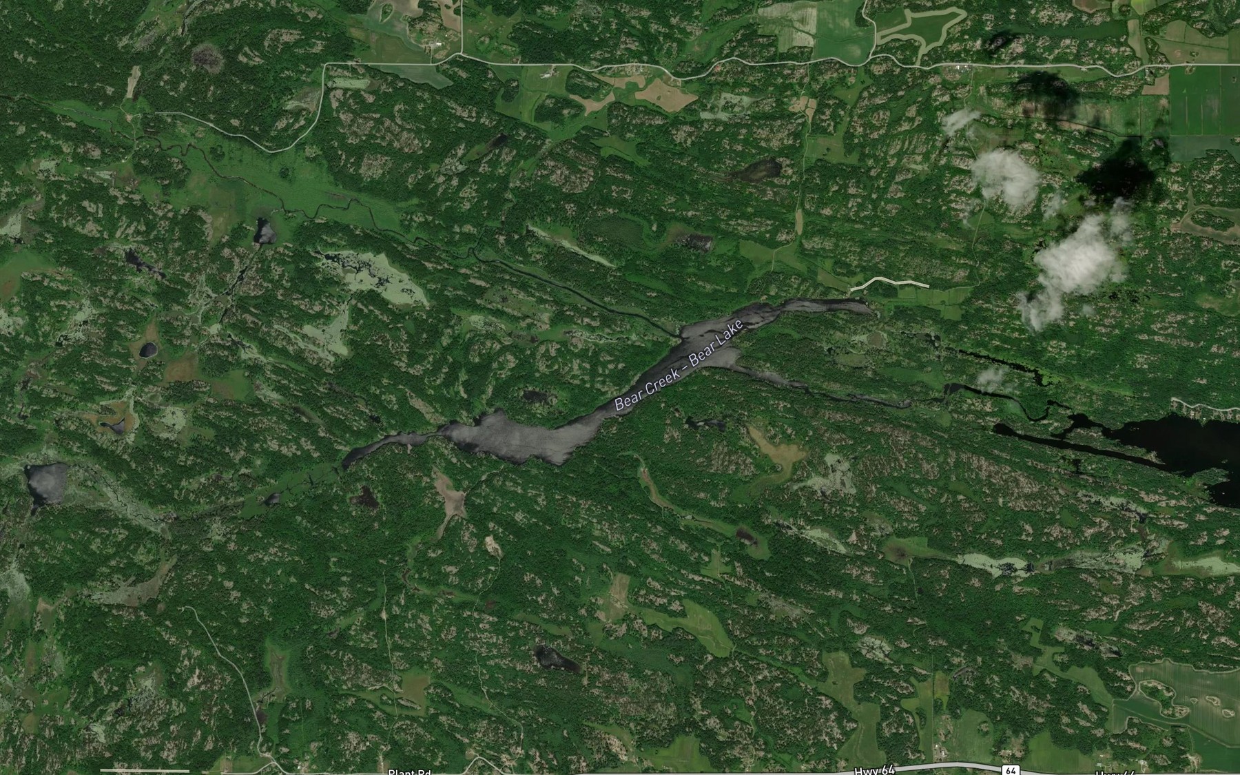 Satellite map of the Bear Lake