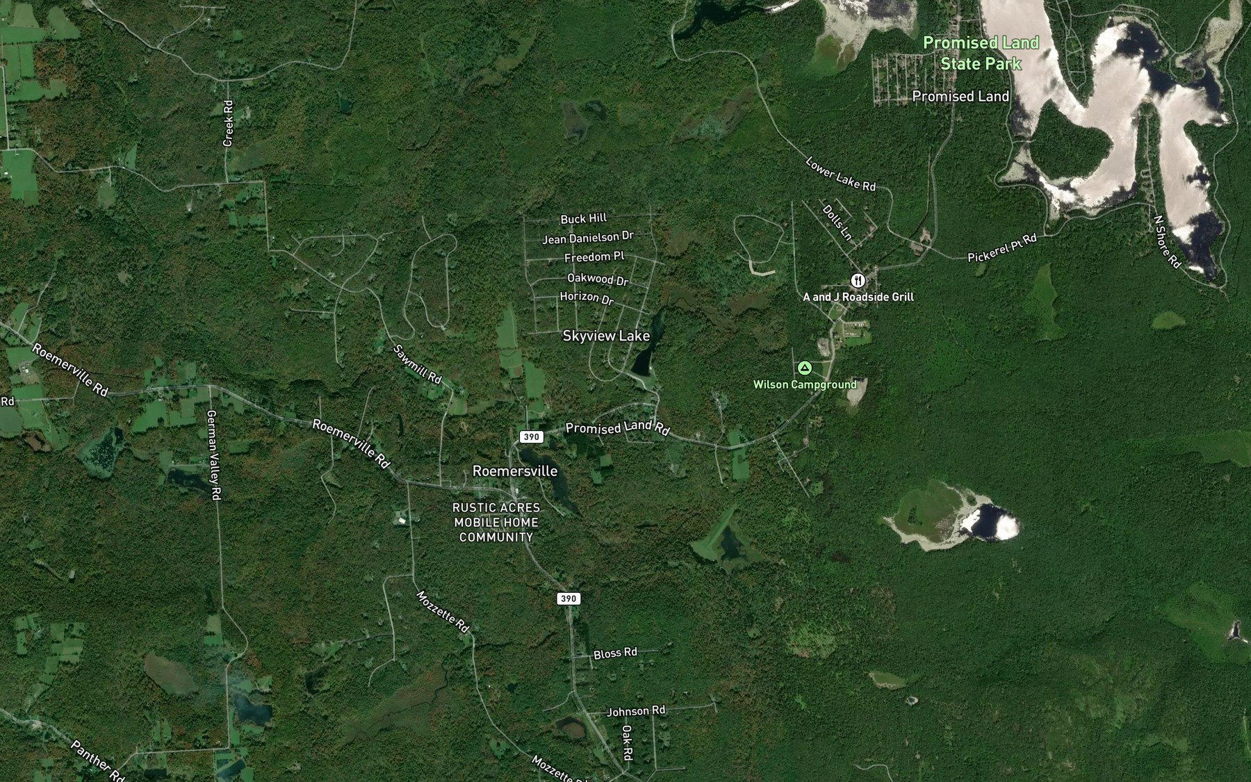 Satellite map of the Wilson Creek Lake