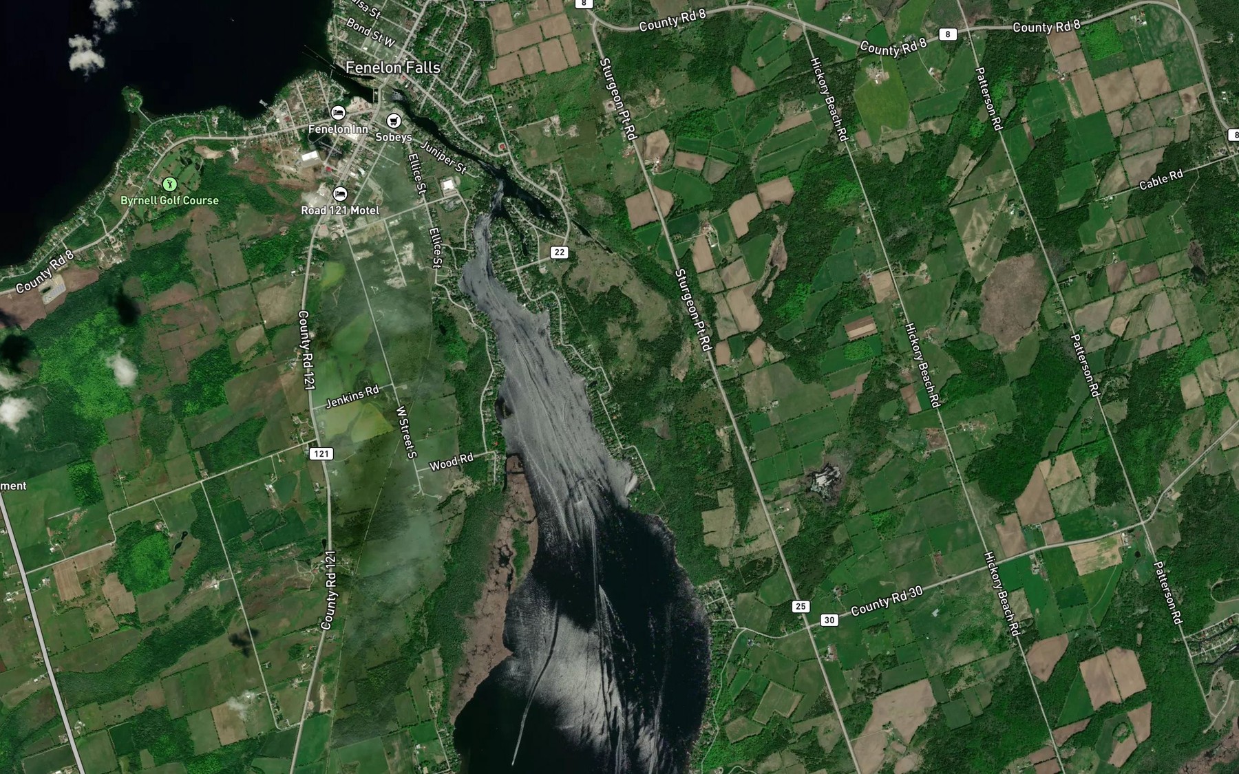 Satellite map of the Rutherford Creek