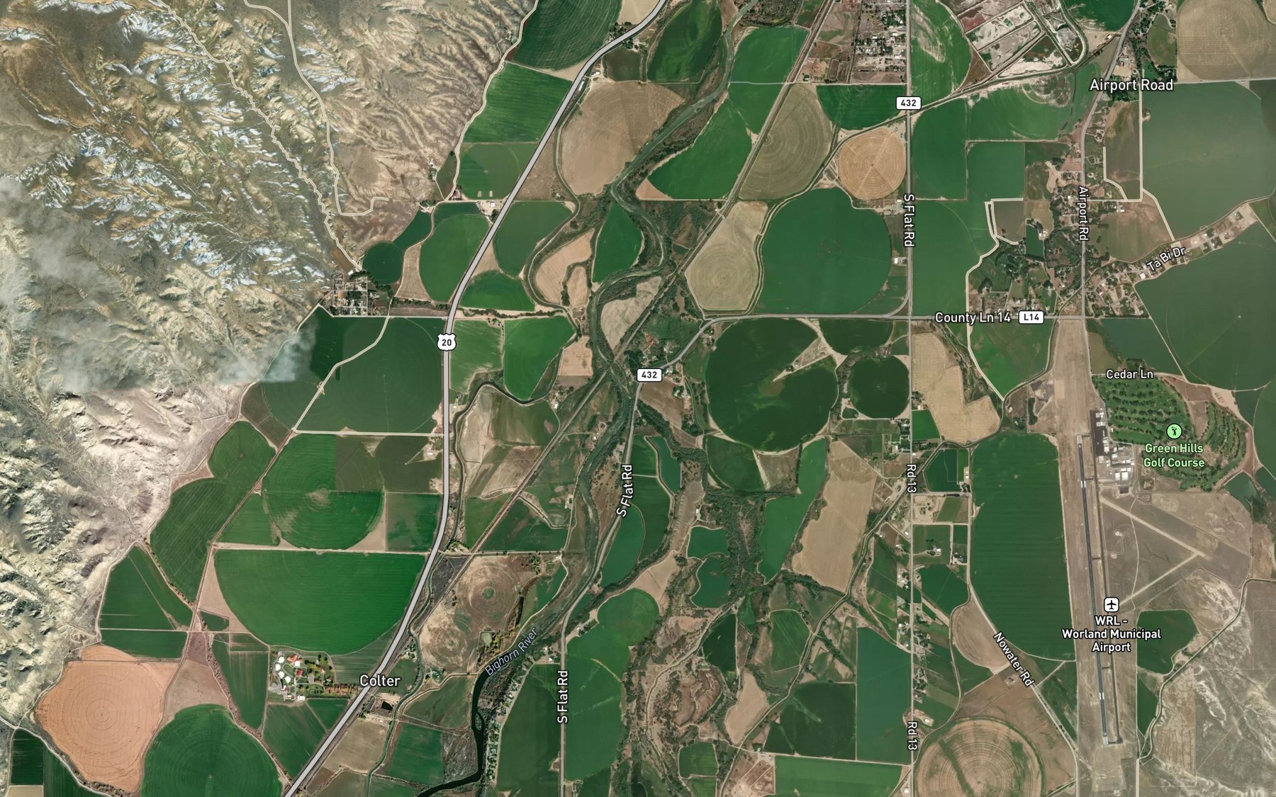 Satellite map of the Nowater Creek