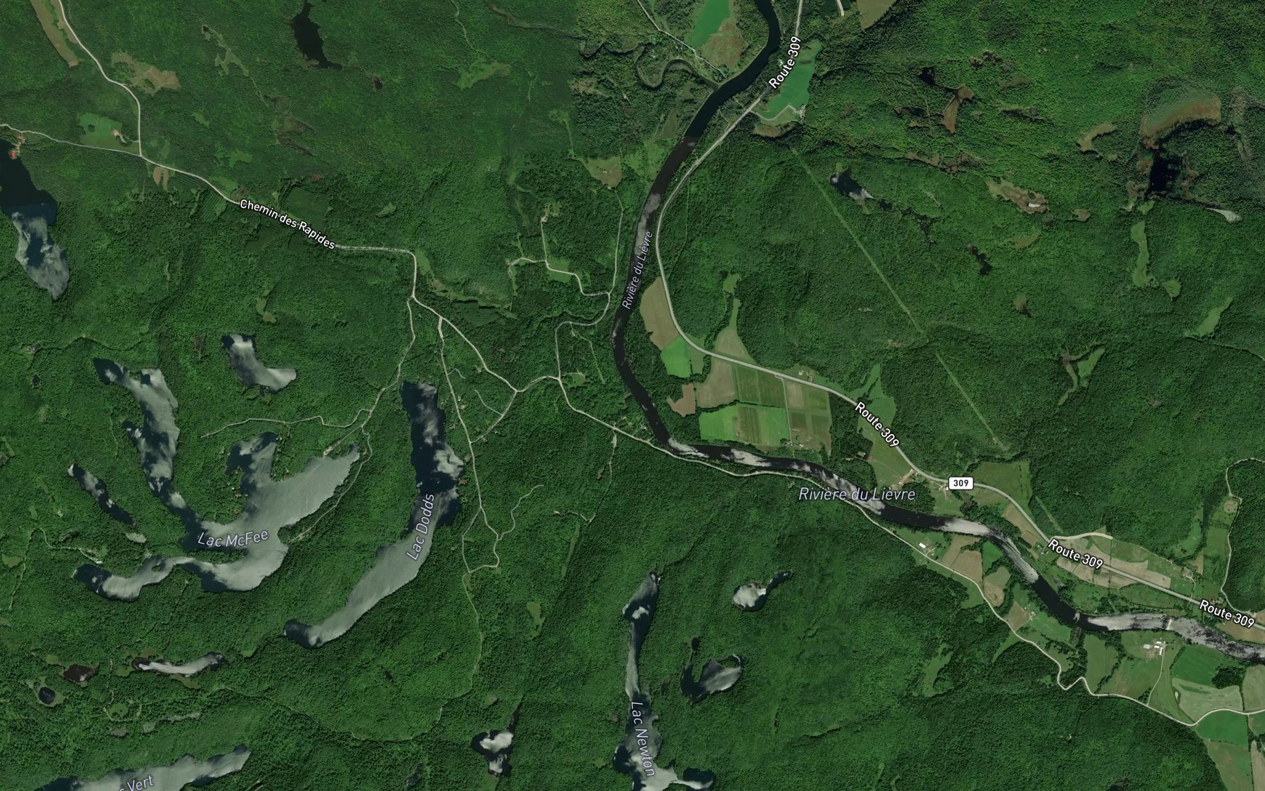 Satellite map of the Ruisseau Farley