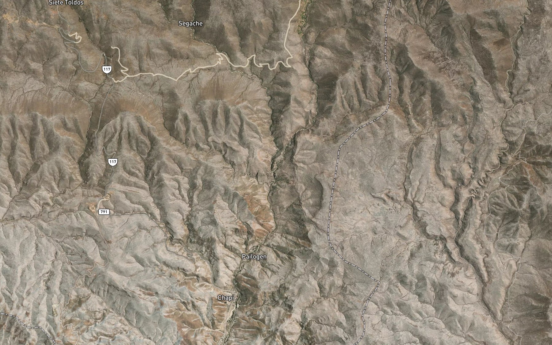 Satellite map of the Quebrada Corabaya