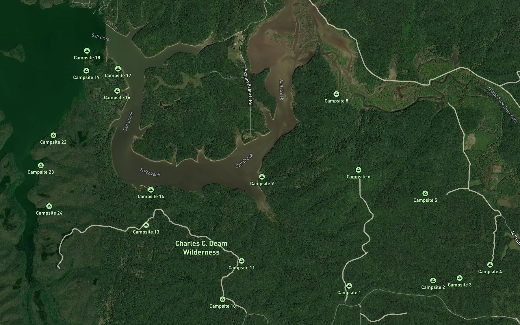 Satellite map of the Axsom Branch
