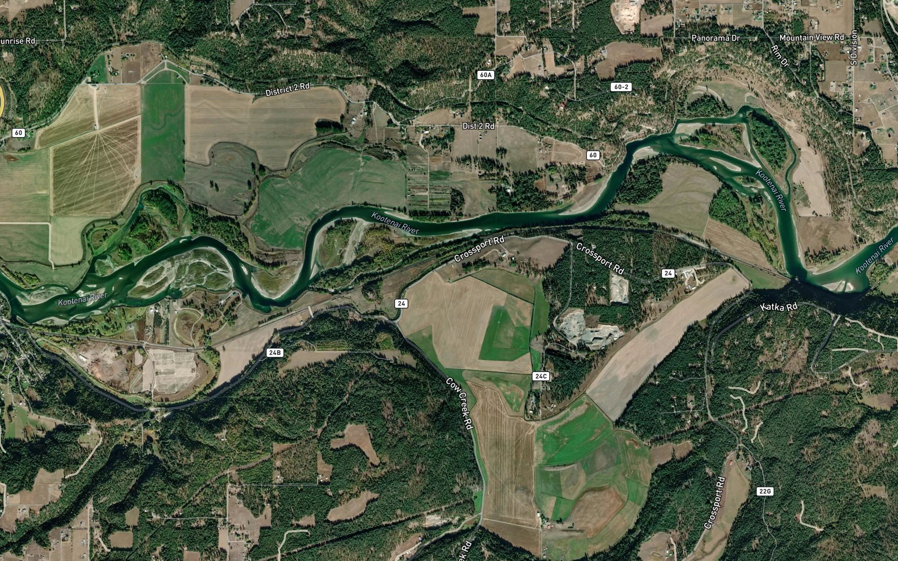 Satellite map of the Cow Creek