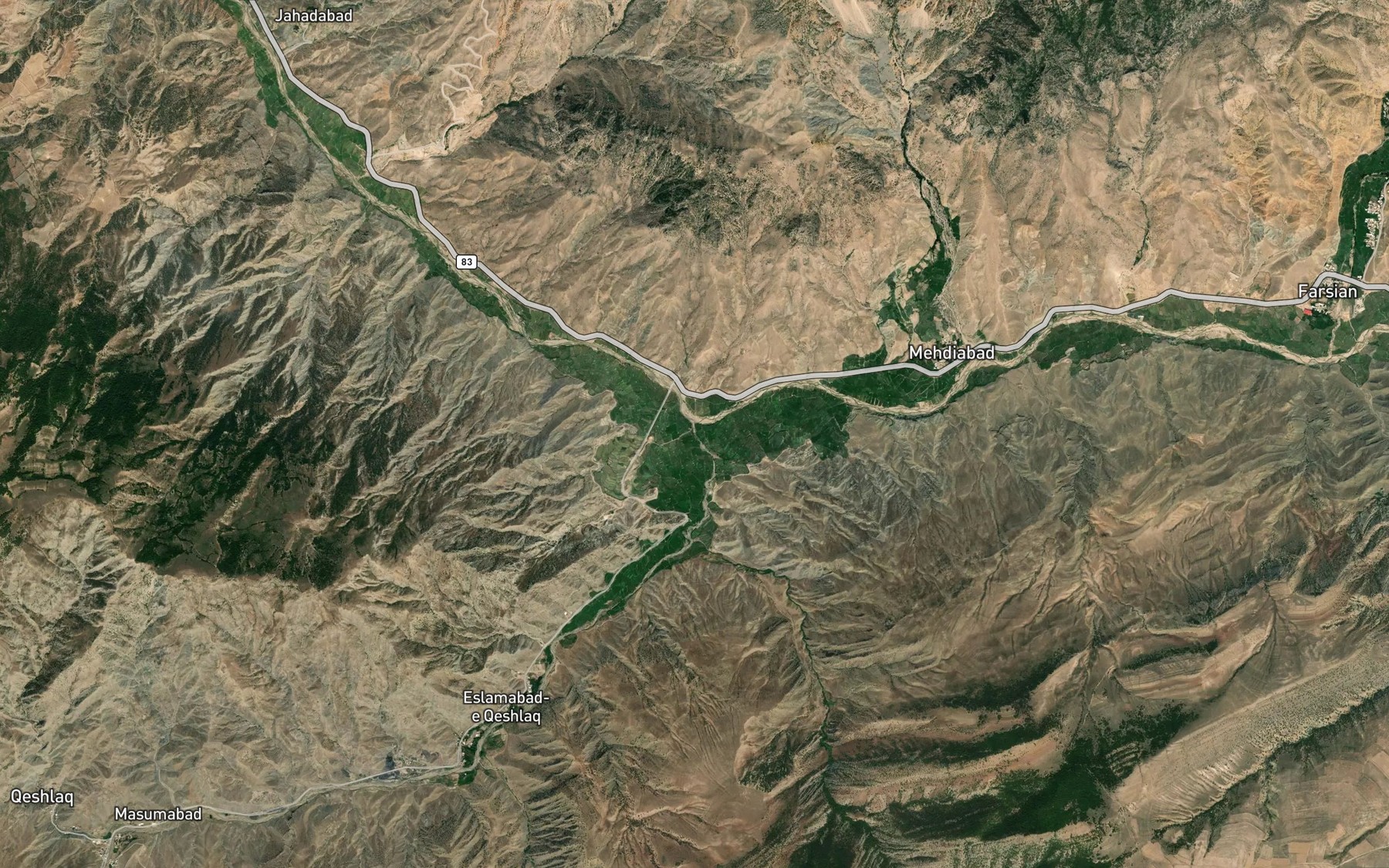 Satellite map of the Rudkhaneh-ye Qeshlaq