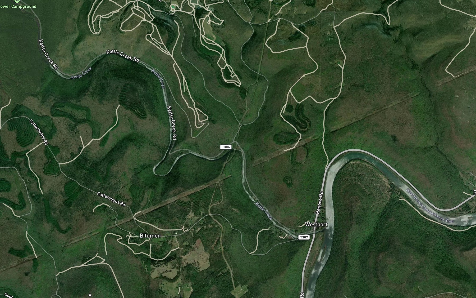 Satellite map of the Twomile Run