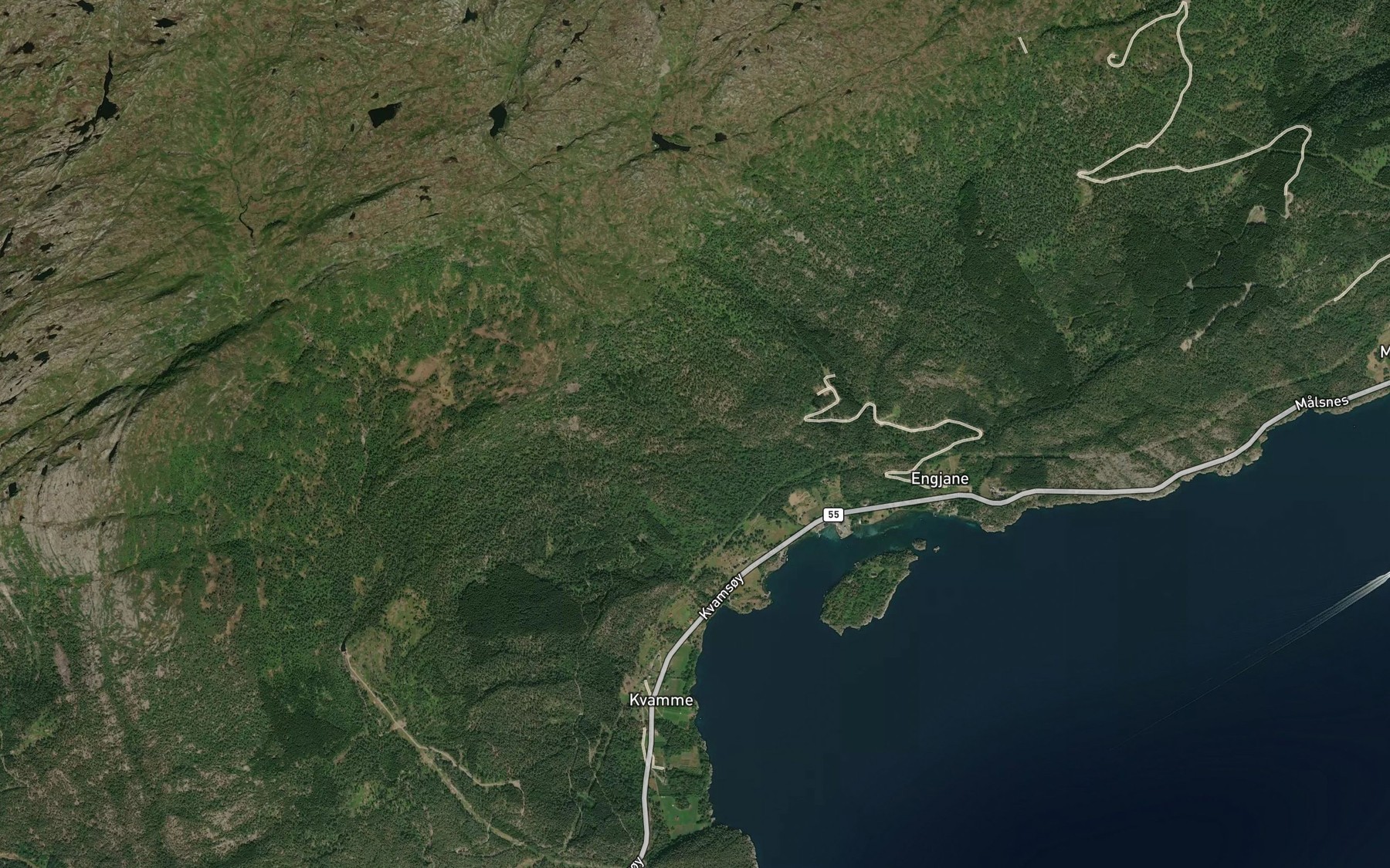Satellite map of the Slattefossen