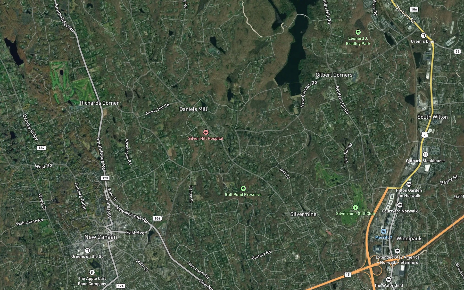 Satellite map of the Parting Brook