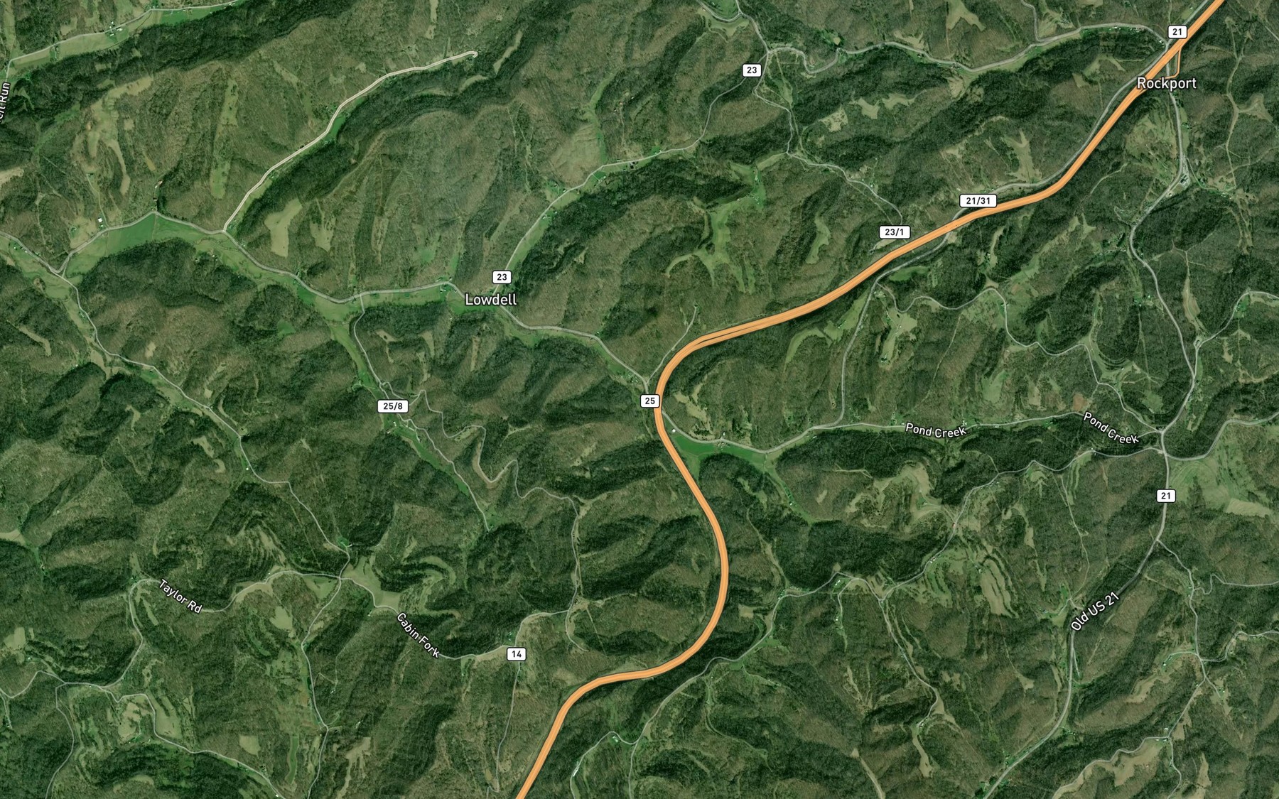 Satellite map of the Buck Run