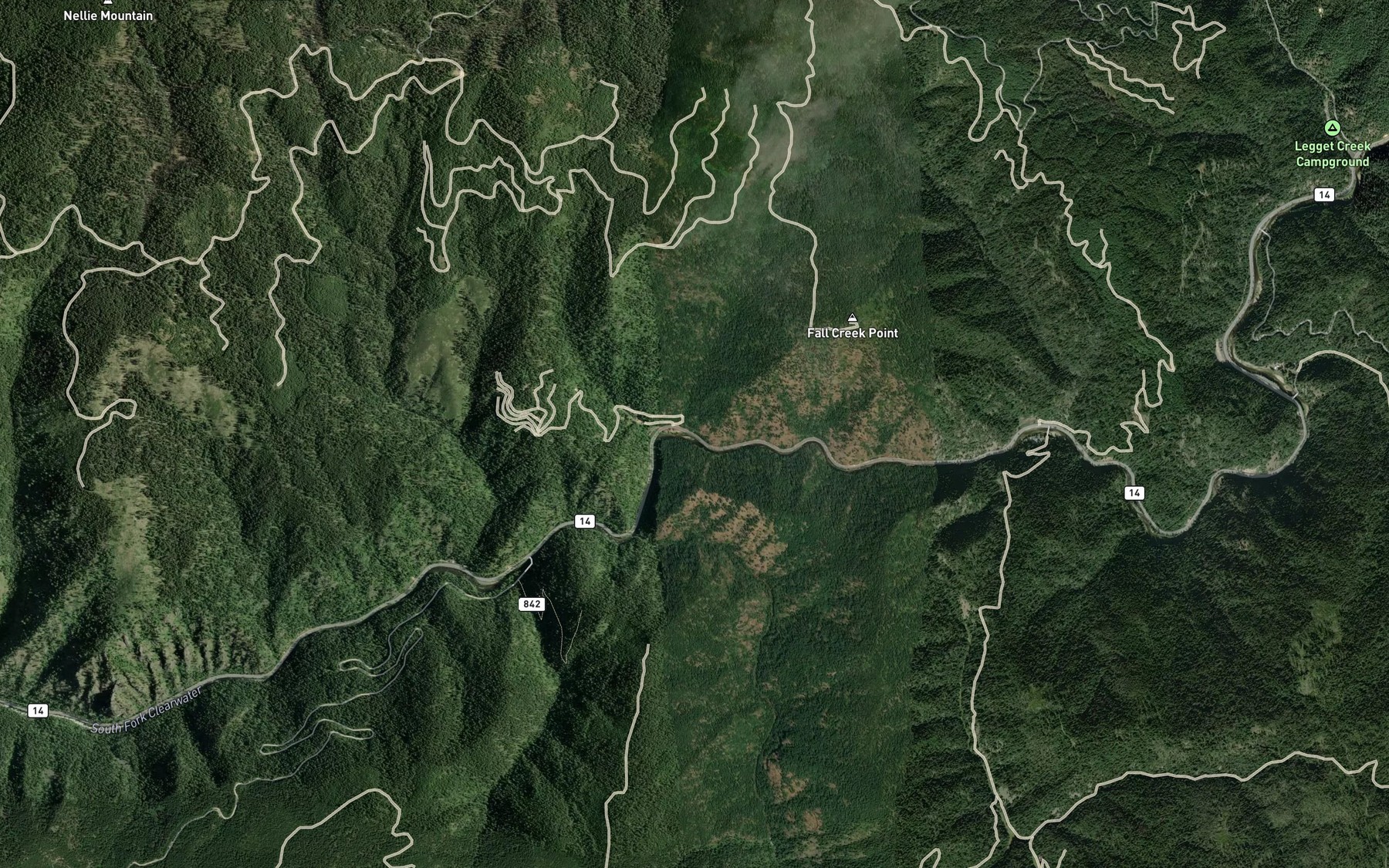 Satellite map of the Browns Creek
