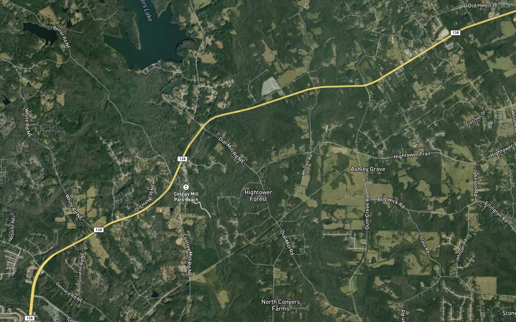 Satellite map of the Dials Millpond