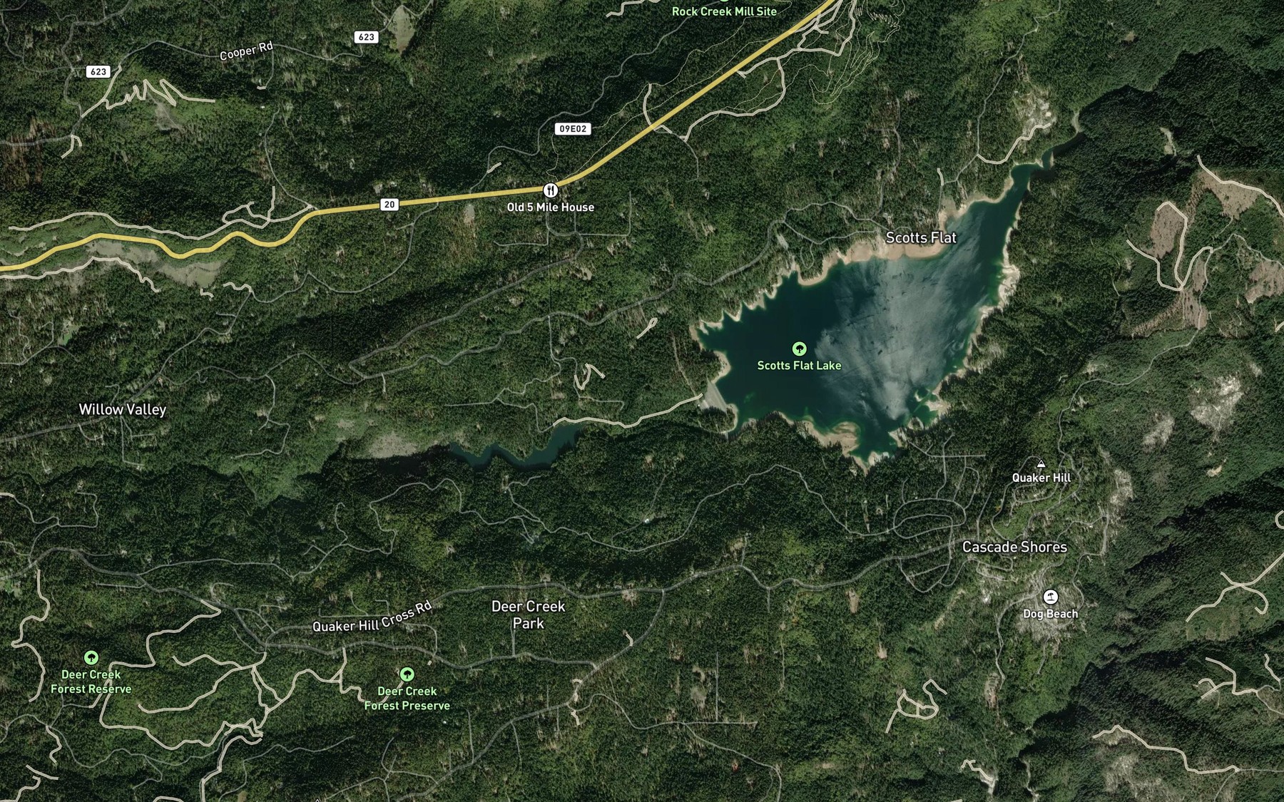 Satellite map of the Snow Mountain Ditch