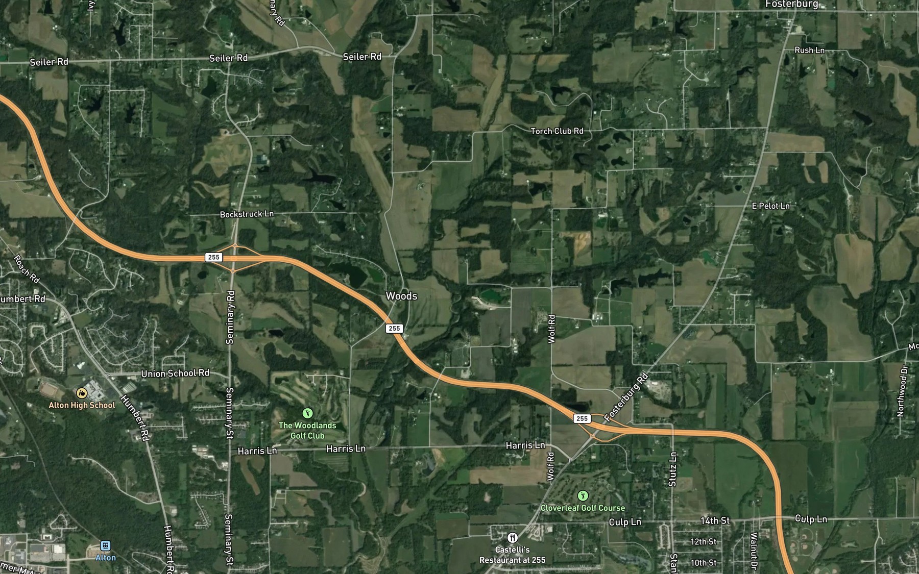 Satellite map of the Lick Branch