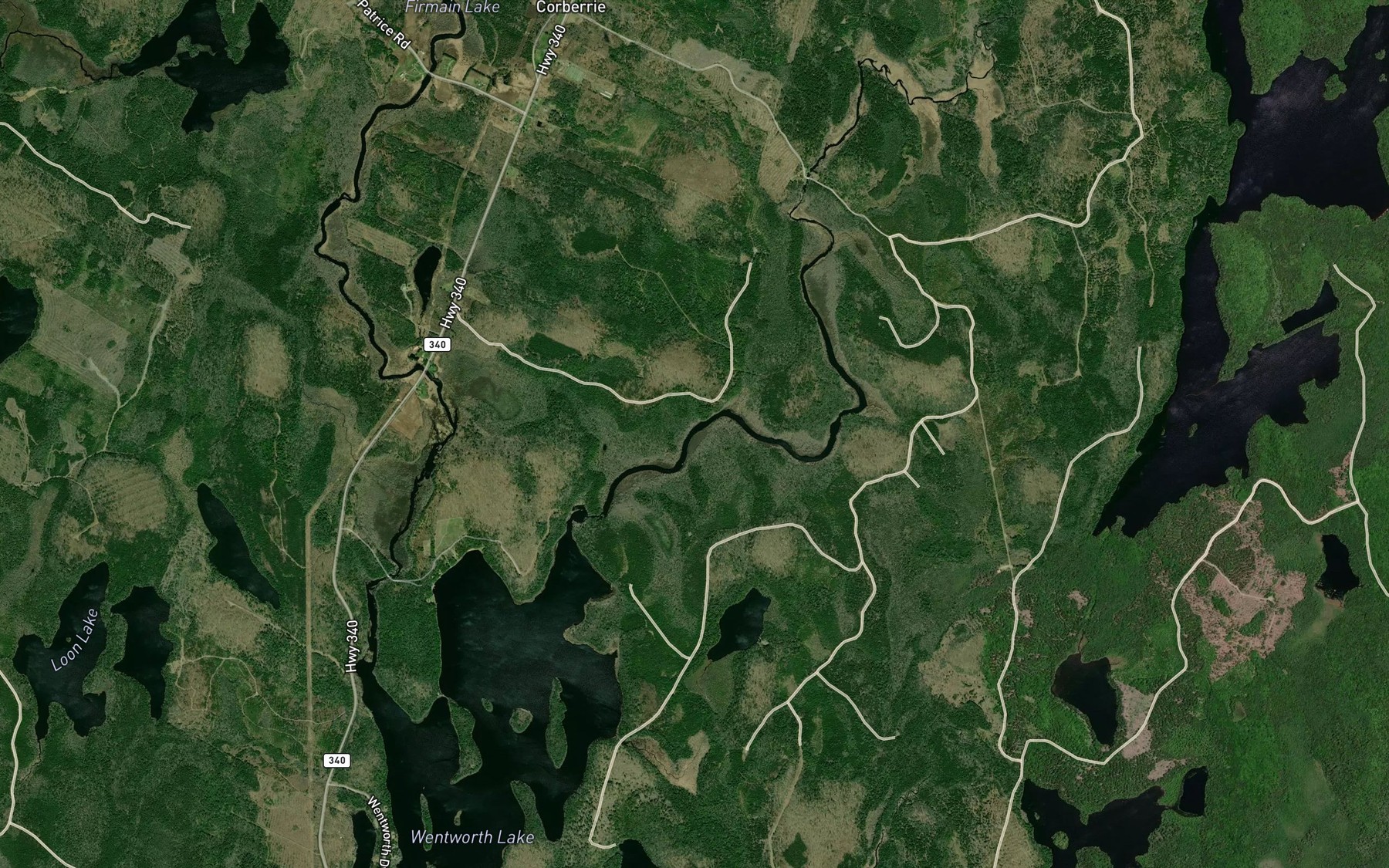 Satellite map of the Seven Pence Halfpenny Brook