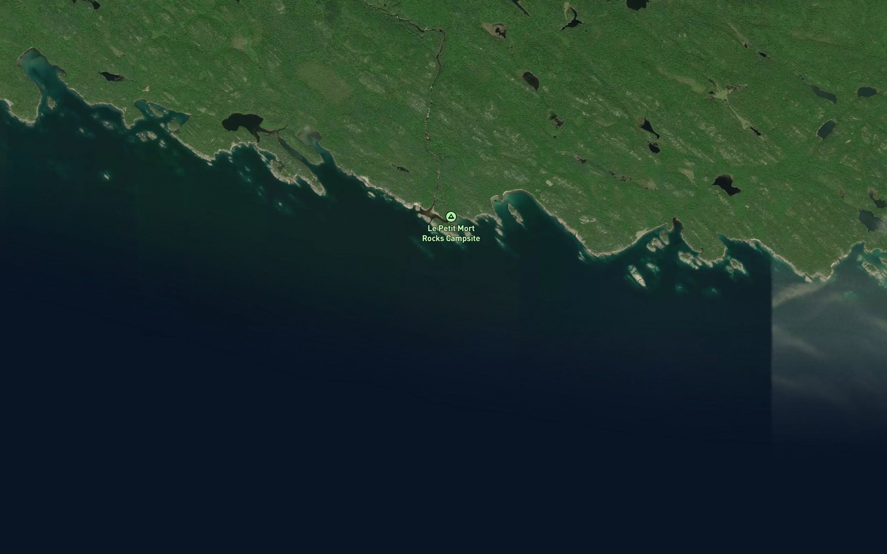 Satellite map of the Pipe River