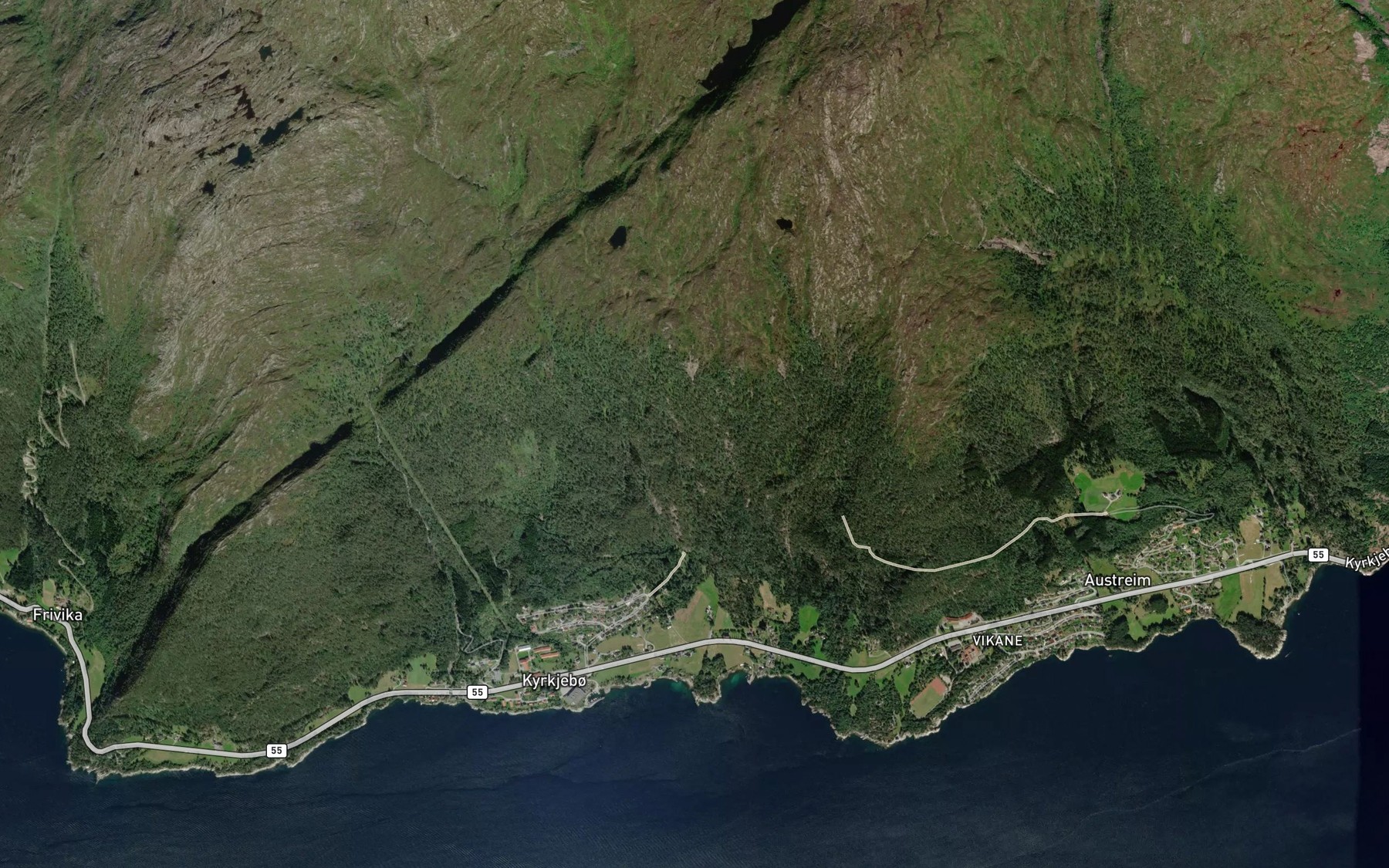 Satellite map of the Tverrelvane