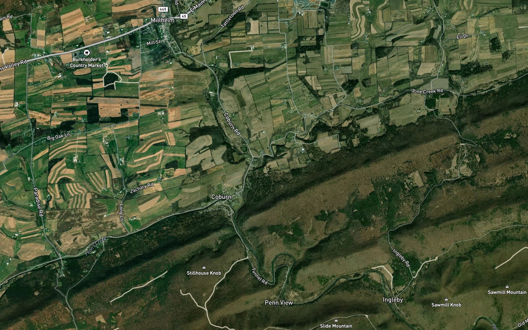 Satellite map of the Elk Creek