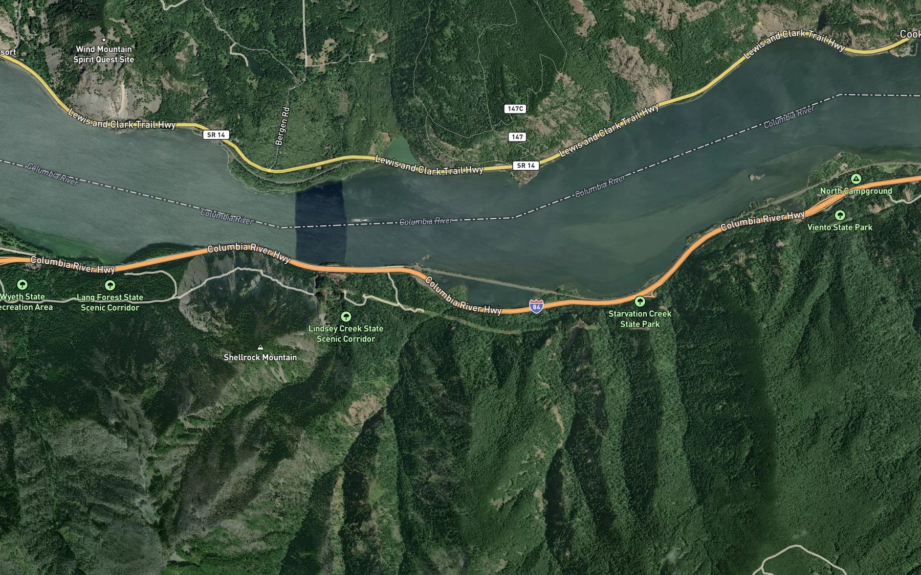 Satellite map of the Lindsey Creek