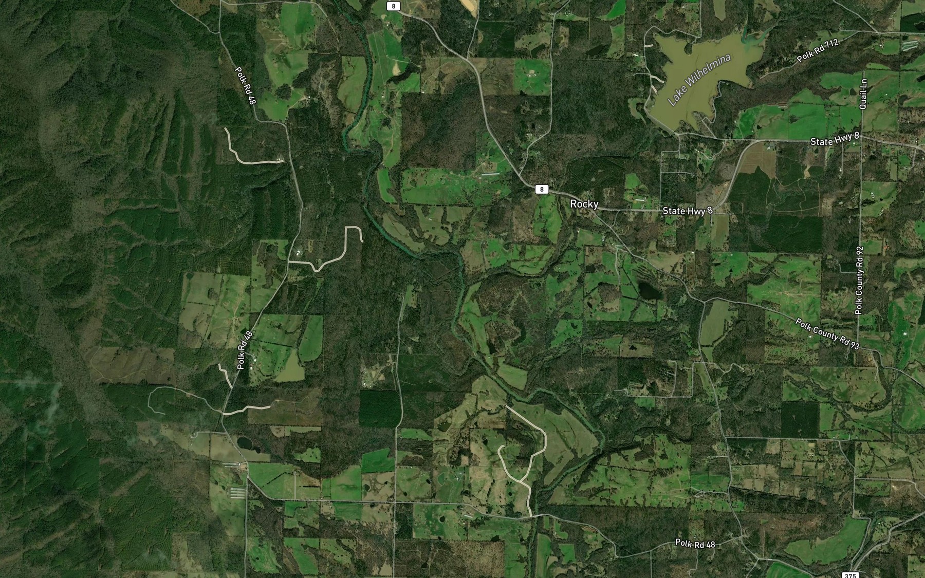 Satellite map of the Powell Creek